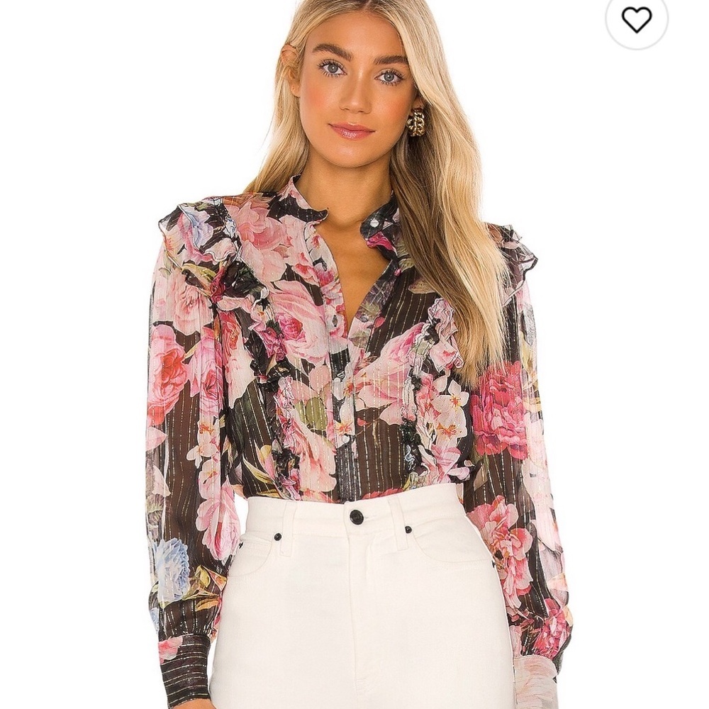 HEMANT and NANDITA  Killim Blouse NWT
       in Black Floral Size M